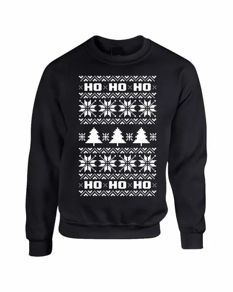 HO HO HO Women's Crewneck Sweatshirt Ugly Christmas Sweater - ALLNTRENDSHOP