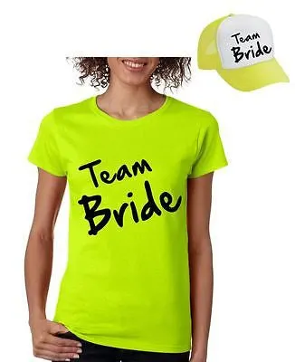 Bride Team Set Of 2  Hats & Women's Tee Shirts Bachelorette party Wedding - ALLNTRENDSHOP - 2
