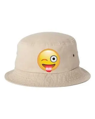 Winking Emoji Bucket Cap Hat - ALLNTRENDSHOP - 4