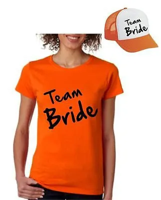 Bride Team Set Of 2  Hats & Women's Tee Shirts Bachelorette party Wedding - ALLNTRENDSHOP - 4