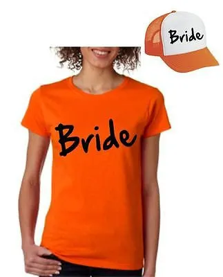 Bride Set Of 2 Hats & Women's Tee Shirts Bachelorette party Wedding Clothing - ALLNTRENDSHOP - 2