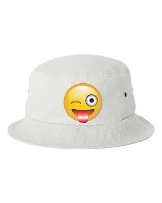 Winking Emoji Bucket Cap Hat - ALLNTRENDSHOP - 1