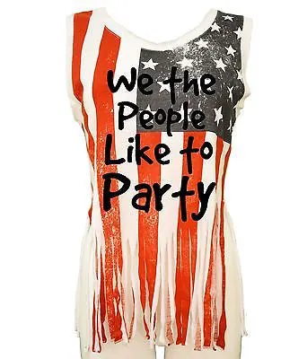 We The People Like To Party Us Flag Women's Shredded Muscle - ALLNTRENDSHOP - 1
