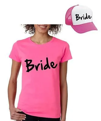 Bride Set Of 2 Hats & Women's Tee Shirts Bachelorette party Wedding Clothing - ALLNTRENDSHOP - 3