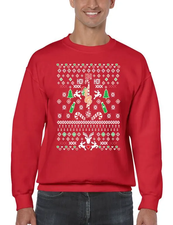 HO HO HO Christmas Dancer Men's Crewneck Sweatshirt  Ugly Christmas Sweater - ALLNTRENDSHOP - 1