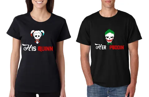 Couple T Shirt His Quinn Her Poddin Matching Outfits For Halloween