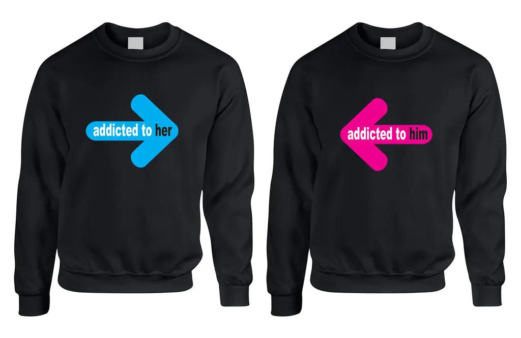 Addicted to her Addicted to him Valentine day Sweaters Couple - ALLNTRENDSHOP - 1