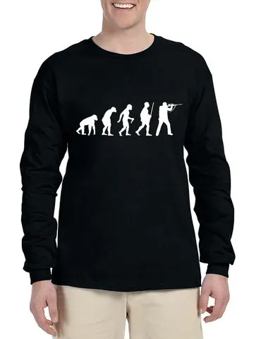 Men's Long Sleeve Hunting Evolution Funny Hunting T Shirt