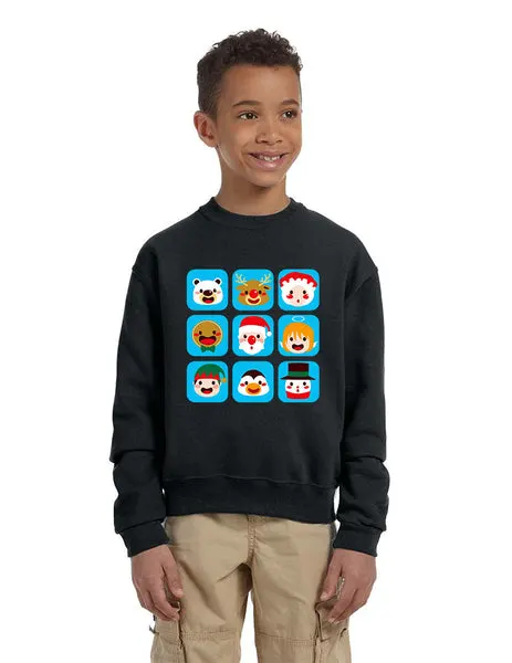 Kids Crewneck Christmas Icons Cute Holiday Symbols Top - ALLNTRENDSHOP - 2