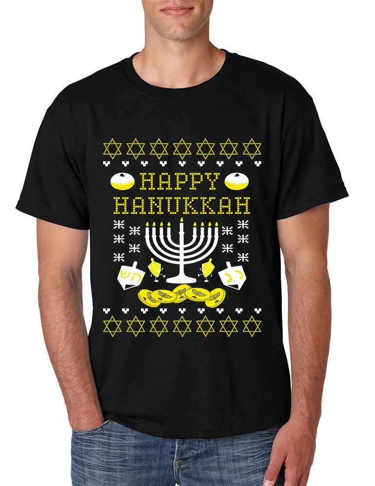 Men's T Shirt Happy Hanukkah Menorah Jewish T Shirt - ALLNTRENDSHOP - 1