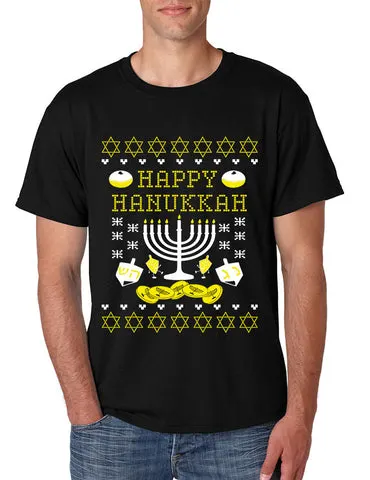 Men's T Shirt Happy Hanukkah Menorah Jewish T Shirt - ALLNTRENDSHOP - 1