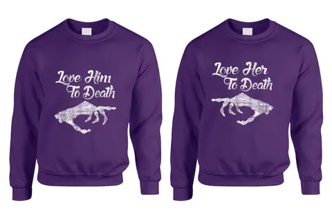 Love her Love him to death Couple sweaters Valentines day - ALLNTRENDSHOP - 1