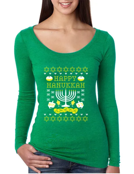 Women's Shirt Happy Hanukkah Jewish Menorah Shirt Holiday - ALLNTRENDSHOP - 2