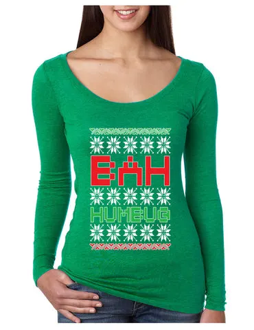 Bah Humbug christmas Women's Long Sleeve Shirt - ALLNTRENDSHOP