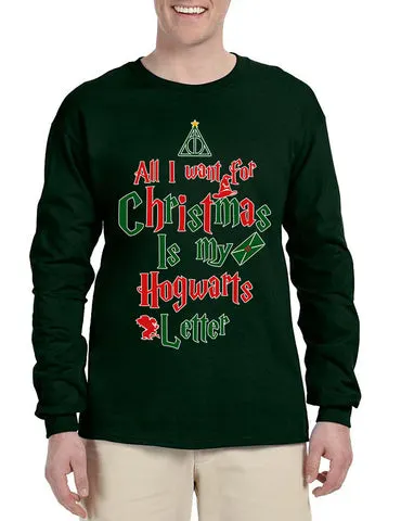 Men's Long Sleeve All I Want For Xmas Is Hogwarts Letter Cool Gift