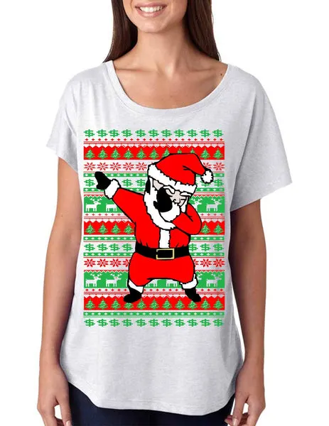 Dabbing santa ugly christmas sweater womens tri-blend dolman shirt - ALLNTRENDSHOP