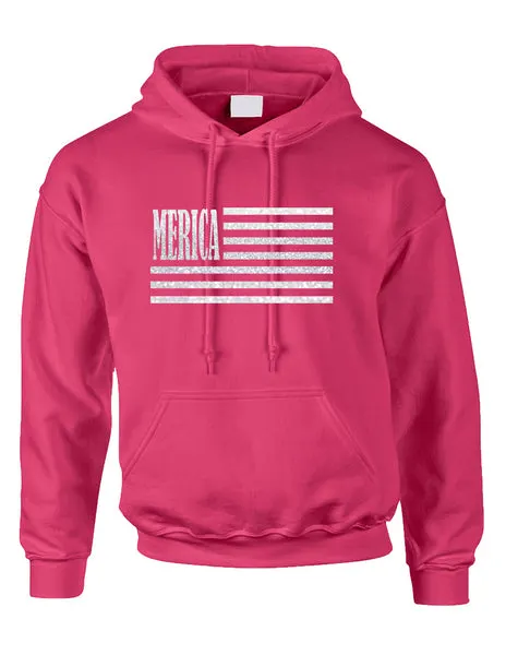 Adult Hoodie Merica Glitter White Flag 4th Of July USA Top