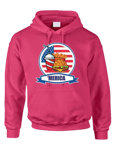 Adult Hoodie Fast Food 'merica Love USA 4th Of July Top