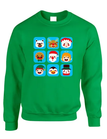 Adult Crewneck Christmas Icons Ugly Xmas Symbols Sweater - ALLNTRENDSHOP - 1