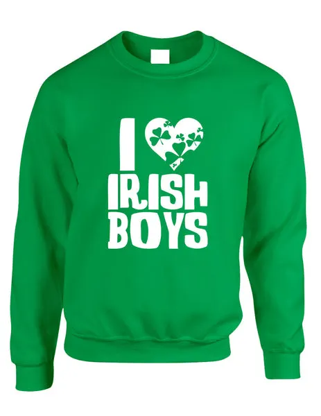 Adult Crewneck I Love Irish Boys St Patrick's Day Party Outfit