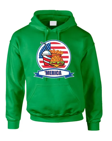 Adult Hoodie Fast Food 'merica Love USA 4th Of July Top