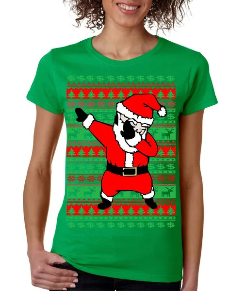 Dabbing santa ugly christmas sweater Women T-shirt - ALLNTRENDSHOP - 1