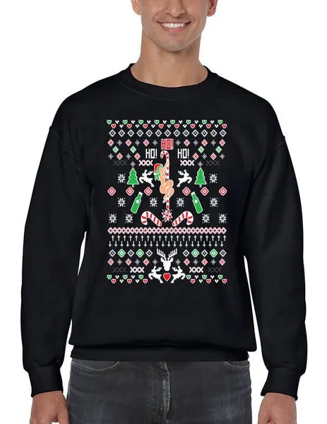 HO HO HO Christmas Dancer Men's Crewneck Sweatshirt  Ugly Christmas Sweater - ALLNTRENDSHOP - 3