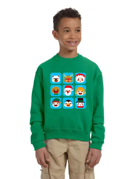 Kids Crewneck Christmas Icons Cute Holiday Symbols Top - ALLNTRENDSHOP - 3