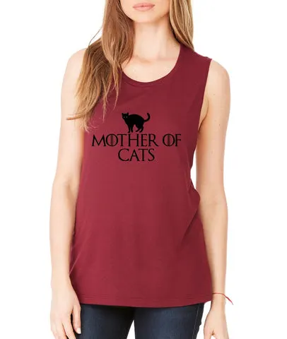 Mother of cats women Flowy Scoop Muscle Tank
