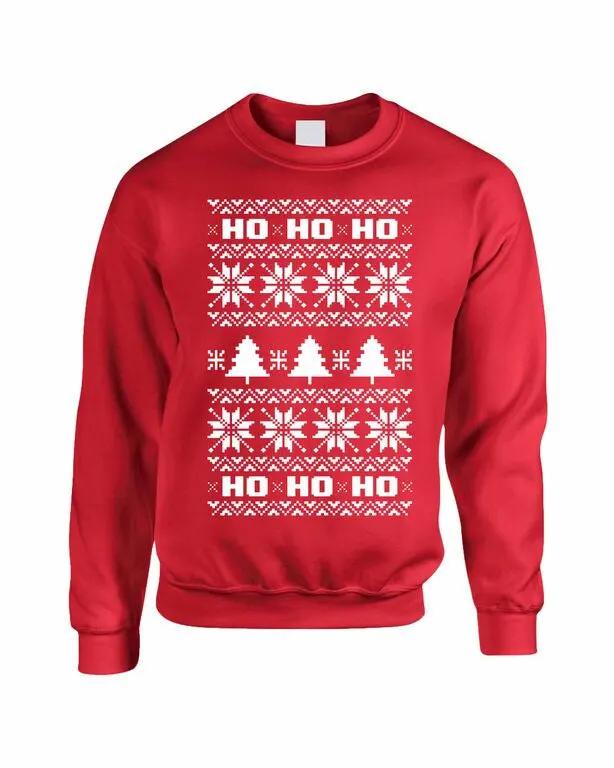 HO HO HO Women's Crewneck Sweatshirt Ugly Christmas Sweater - ALLNTRENDSHOP