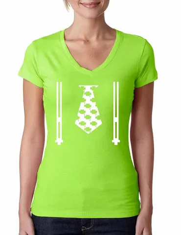 Irish shamrock tie women Sporty V Shirt saint patricks day - ALLNTRENDSHOP - 1