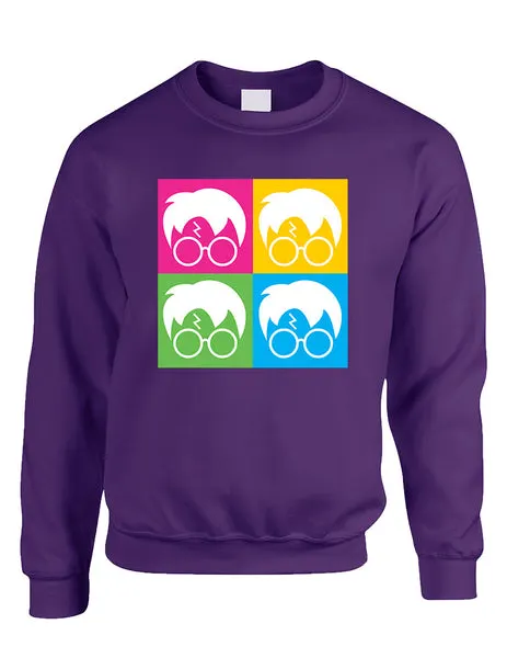 Adult Crewneck 4 Faces Harry Glasses Scar Cool Popular Top - ALLNTRENDSHOP - 5