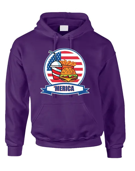 Adult Hoodie Fast Food 'merica Love USA 4th Of July Top