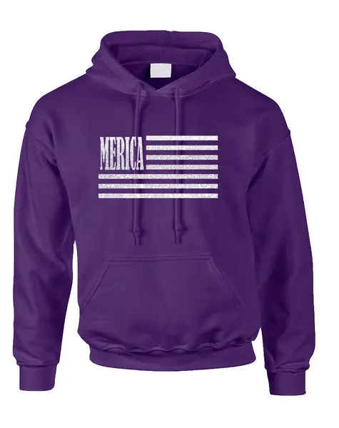 Adult Hoodie Merica Glitter White Flag 4th Of July USA Top