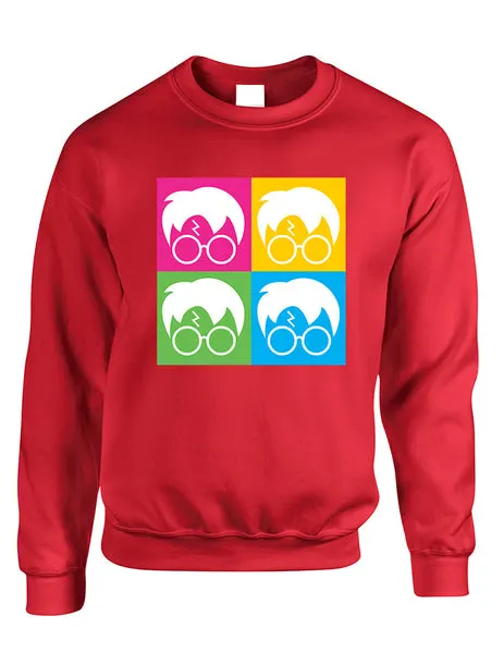 Adult Crewneck 4 Faces Harry Glasses Scar Cool Popular Top - ALLNTRENDSHOP - 6