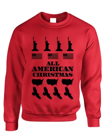 Adult Crewneck American Christmas Ugly Sweater Love USA Top - ALLNTRENDSHOP - 1