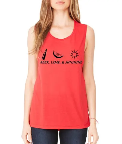 Beer lime and sunshine women Flowy Scoop Muscle Tank - ALLNTRENDSHOP