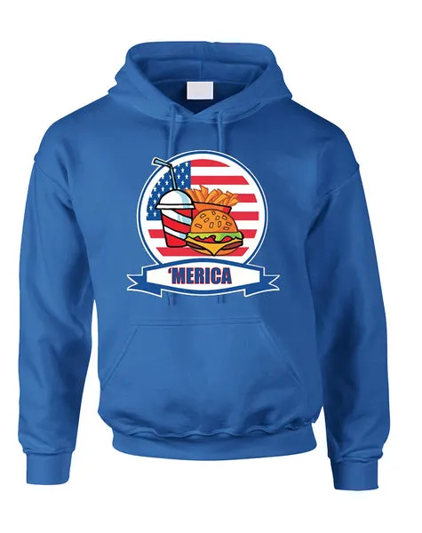 Adult Hoodie Fast Food 'merica Love USA 4th Of July Top