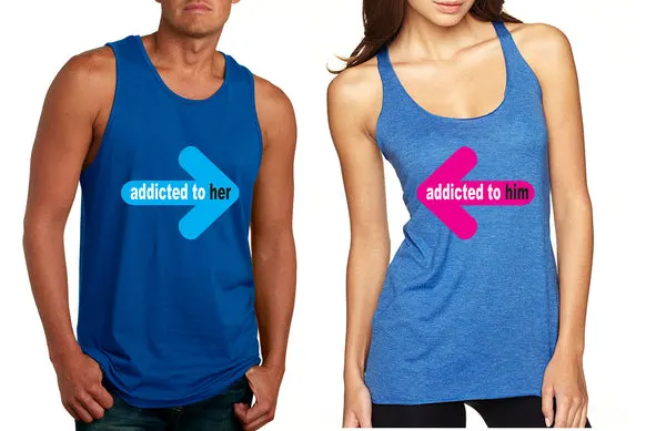 Addicted to her Addicted to him Valentine day tanktop Couple - ALLNTRENDSHOP