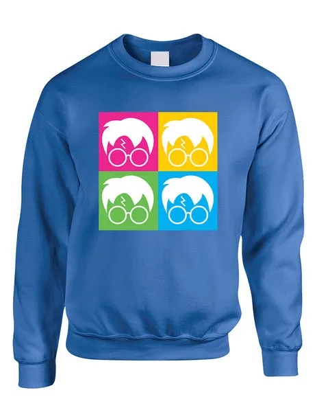 Adult Crewneck 4 Faces Harry Glasses Scar Cool Popular Top - ALLNTRENDSHOP - 7