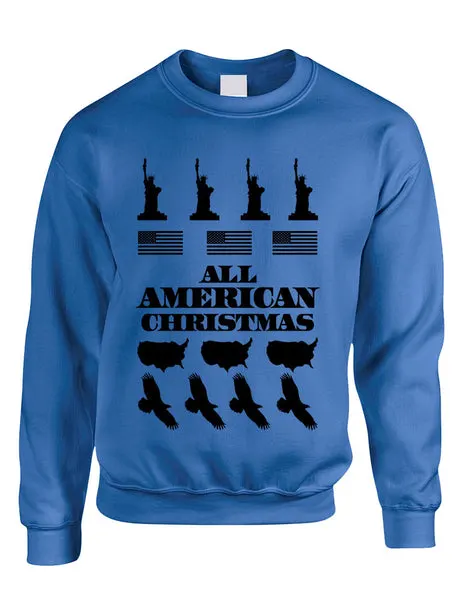 Adult Crewneck American Christmas Ugly Sweater Love USA Top - ALLNTRENDSHOP - 2