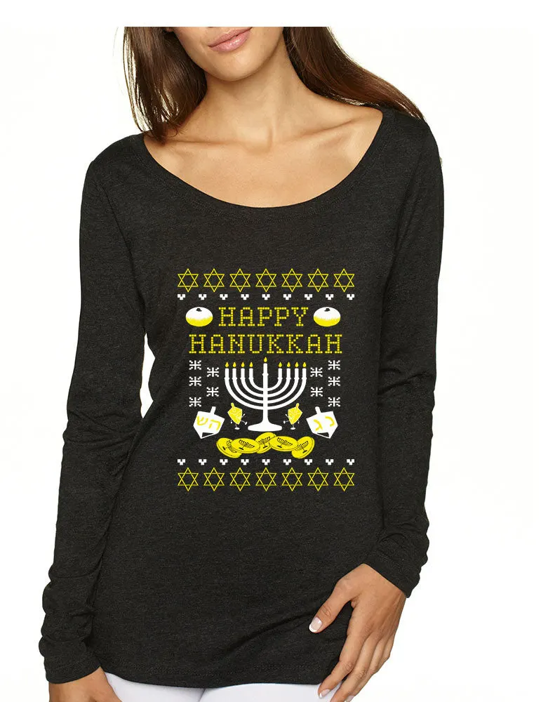 Women's Shirt Happy Hanukkah Jewish Menorah Shirt Holiday - ALLNTRENDSHOP - 1