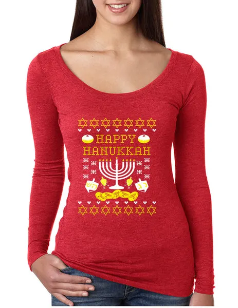 Women's Shirt Happy Hanukkah Jewish Menorah Shirt Holiday - ALLNTRENDSHOP - 3