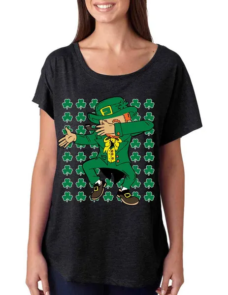 Dabbing Irish Leprechaun St patrick triblend dolman shirt - ALLNTRENDSHOP
