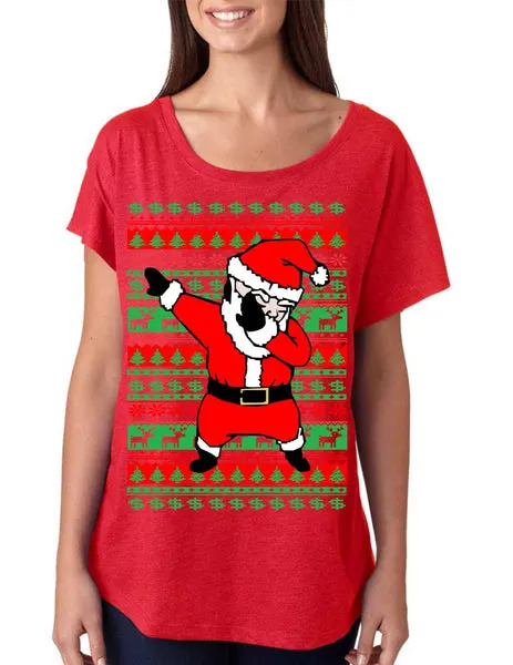 Dabbing santa ugly christmas sweater womens tri-blend dolman shirt - ALLNTRENDSHOP