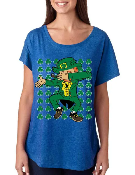 Dabbing Irish Leprechaun St patrick triblend dolman shirt - ALLNTRENDSHOP