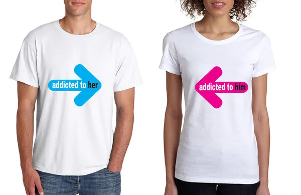 Addicted to her Addicted to him Valentine day tshirts Couple - ALLNTRENDSHOP