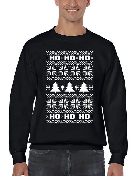 HO HO HO Men's Crewneck Sweatshirt Ugly Christmas Sweater - ALLNTRENDSHOP