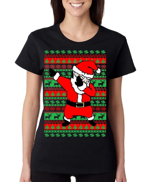 Dabbing santa ugly christmas sweater Women T-shirt - ALLNTRENDSHOP - 2