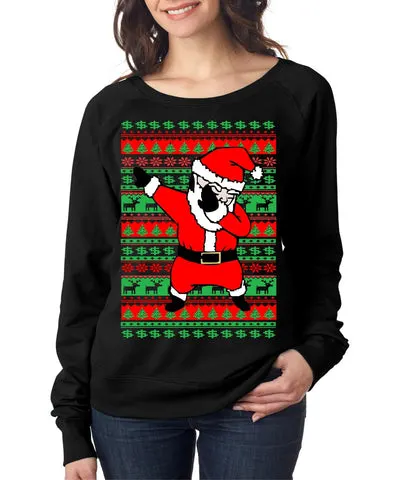 Dabbing santa ugly christmas sweater Women long sleeve shirt - ALLNTRENDSHOP